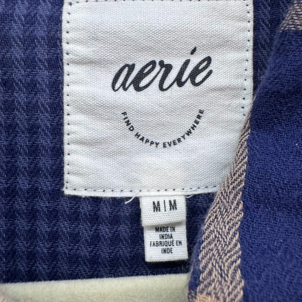 aerie Plaid Flannel Shirt Womens M Blue 90s Grunge Cabincore Outdoors - Picture 2 of 13